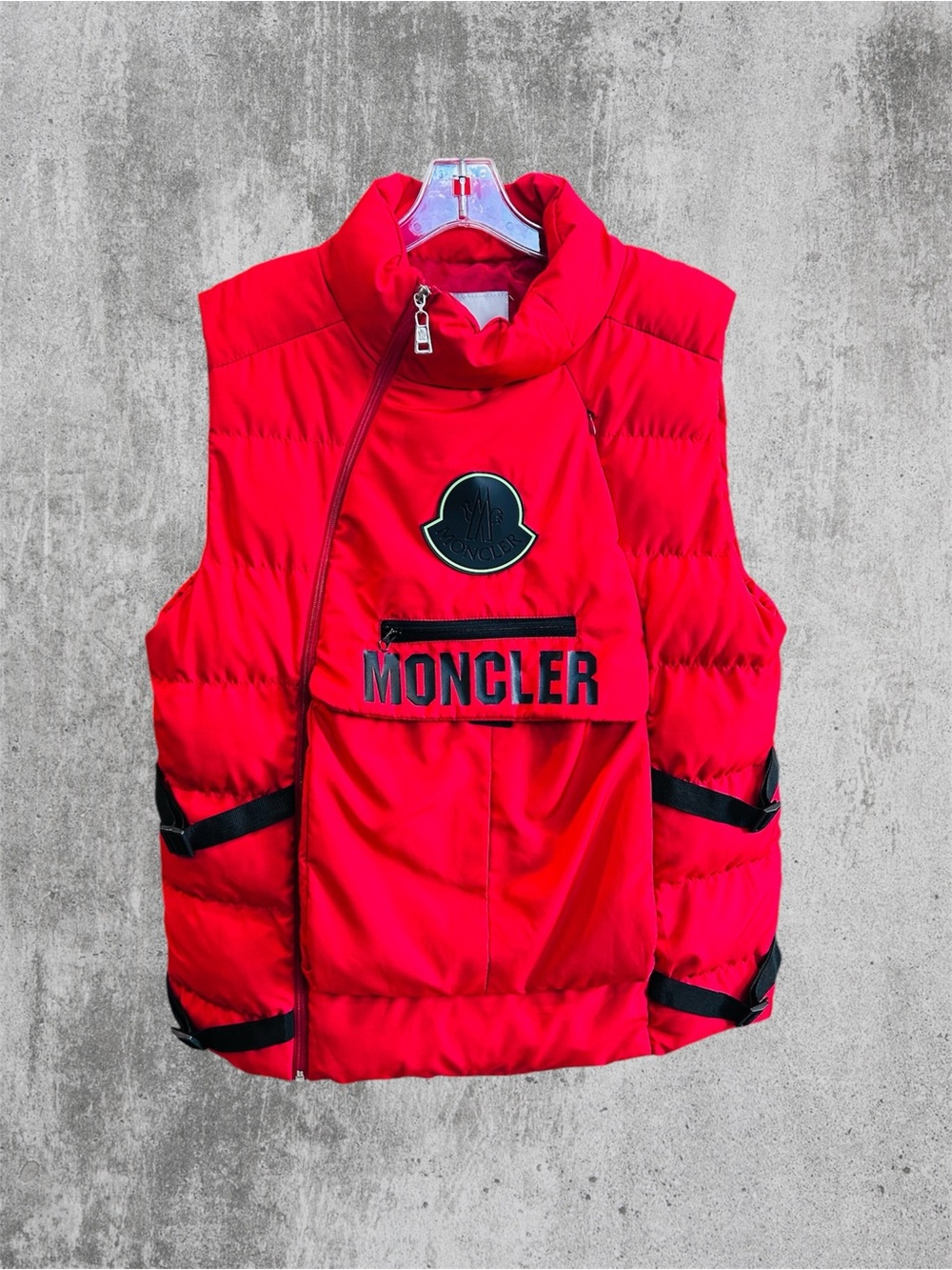 Moncler Bright Red Quilted Logo Vest